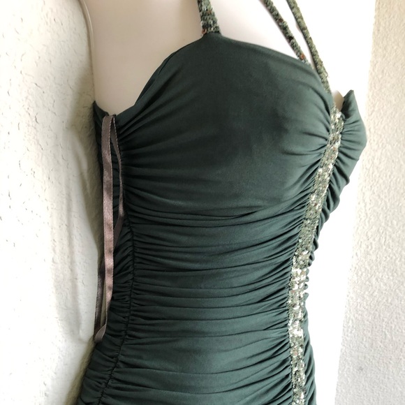 BCBG ruched sequined fit & flare cocktail dress S - Picture 8 of 14